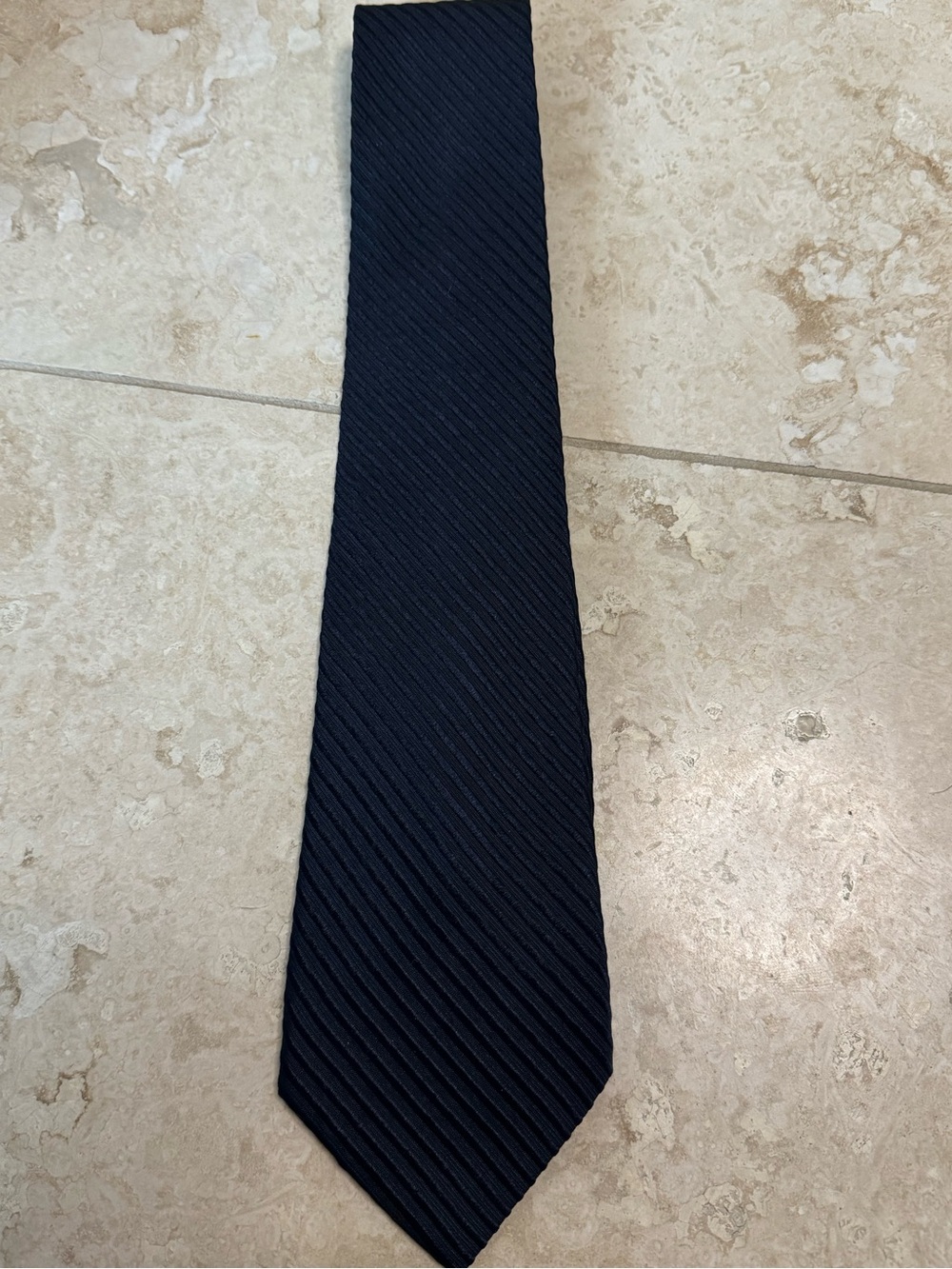 Lanvin Men's Silk Navy Striped-Textured Tie - Picture 2 of 6